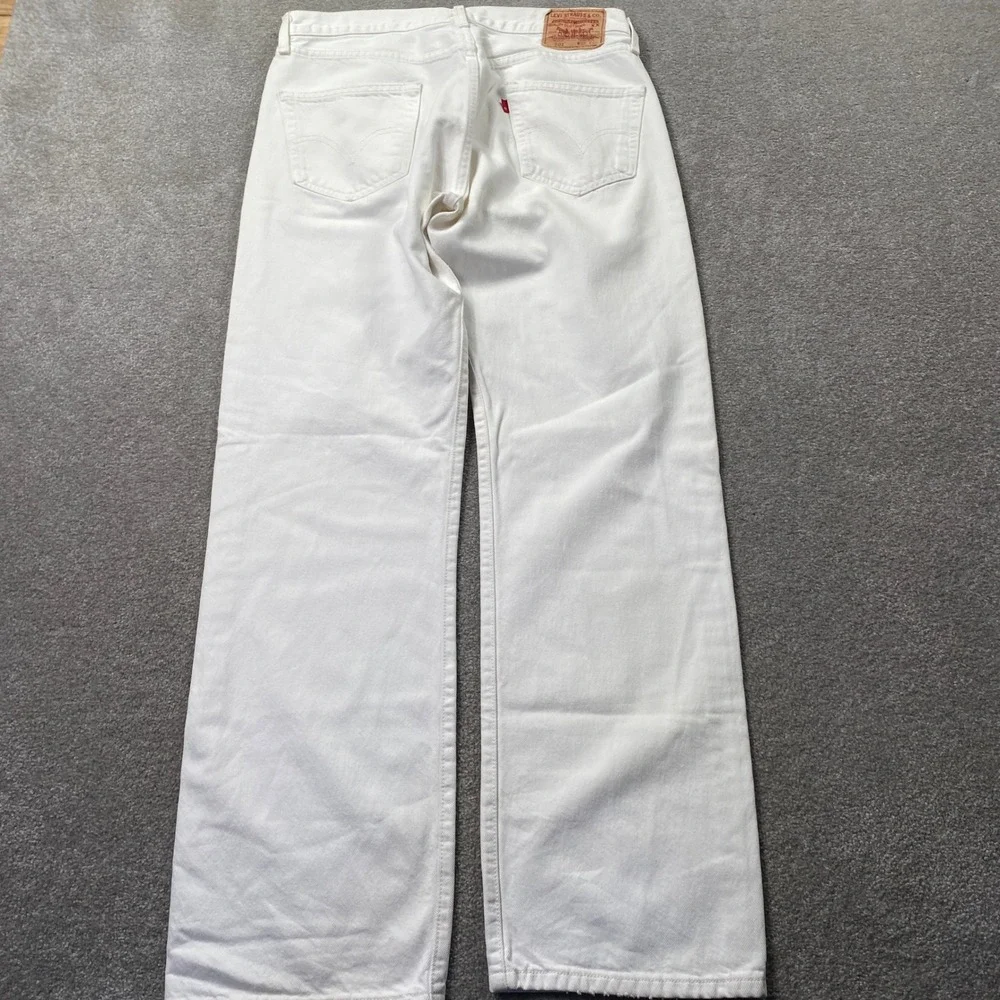 Levi's 501 Original Fit Jeans Mens 36x34 White Straight Leg Button Fly Denim